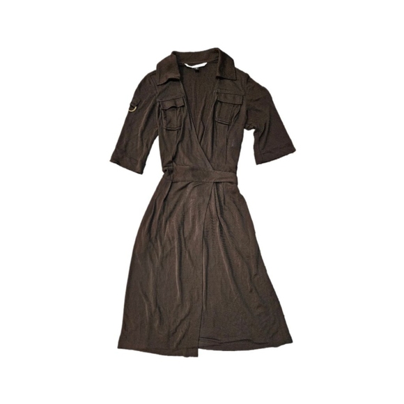 Women's Diane von Furstenberg Samara Wrap Dress Brown Size 2 - Picture 2 of 5